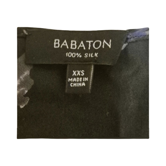 Babaton Black Sleeveless Camisole with Black Floral Design 100% Silk - Picture 3 of 6